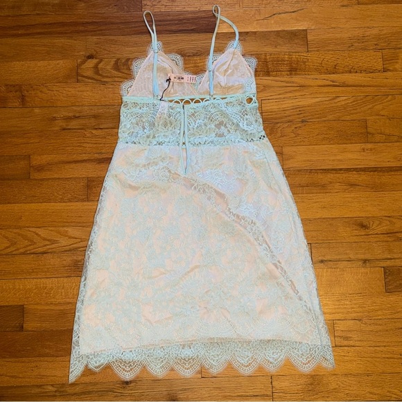 NWT VICTORIAS SECRET Dream Angels Ring Slip Dress Floral Lace Babydoll Blue XS - Picture 3 of 5